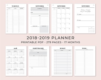 2019 planner printable minimalist planner monthly planner etsy