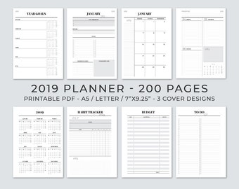 2019 planner printable horizontal