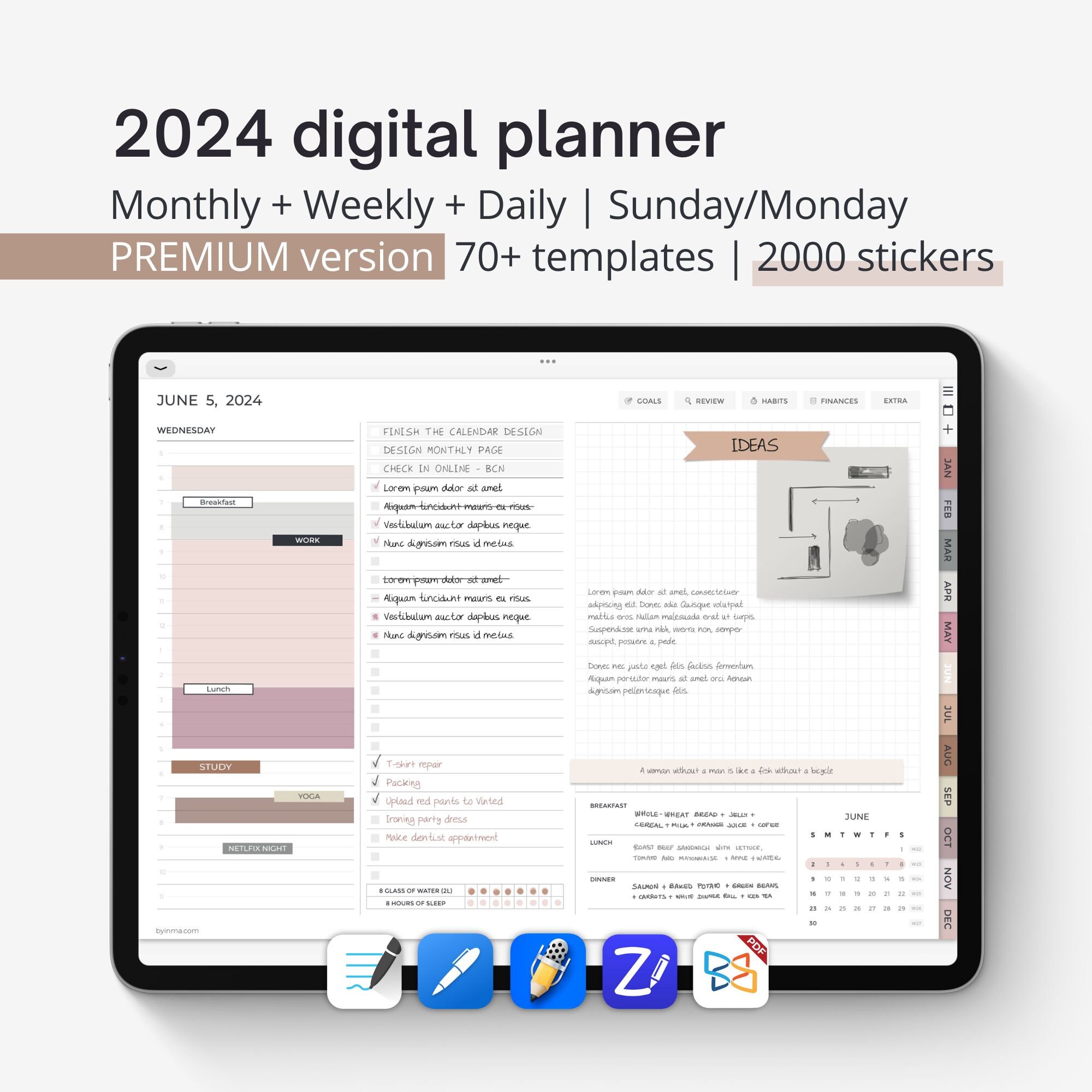 Agenda digital 2024 - Planificador para iPad y tablets - BY INMA – By Inma