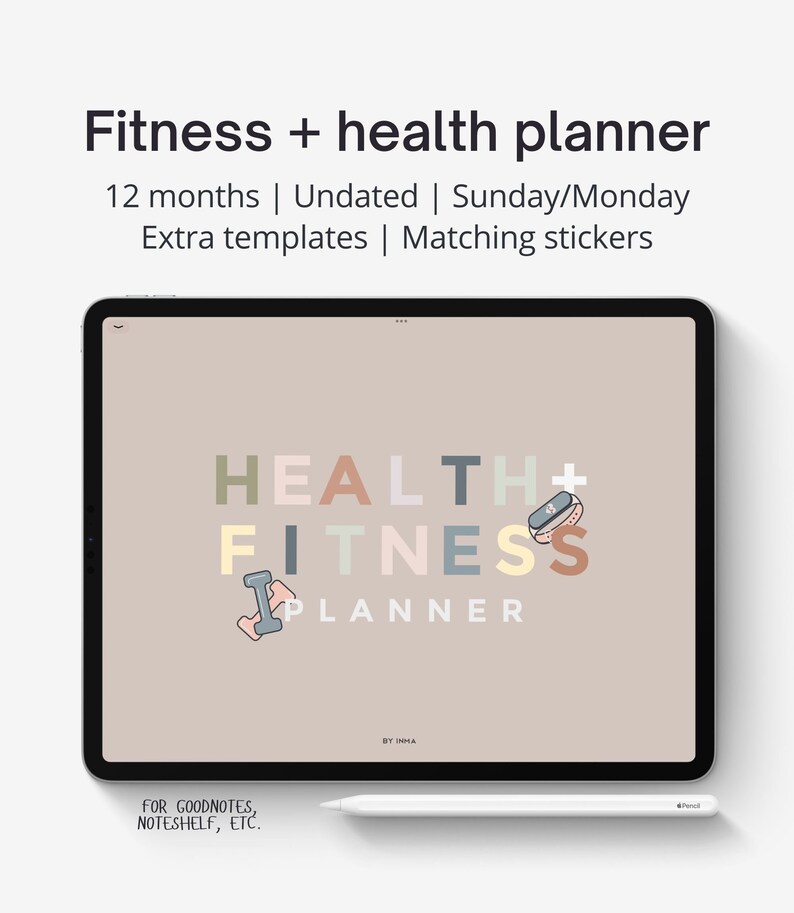 Digital Fitness Planner Goodnotes Digital Health Planner Etsy