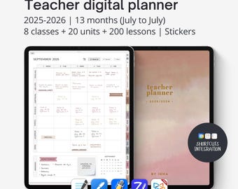 Teacher digital planner 2025 2026, Goodnotes lesson plan, Academic planner PDF + Life planner templates for teachers, Teacher stickers