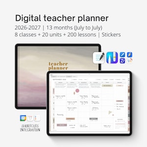 Digital teacher planner 2026-2027, Lesson planner Goodnotes, Academic planner, Digital teacher stickers, Teacher planner for iPad