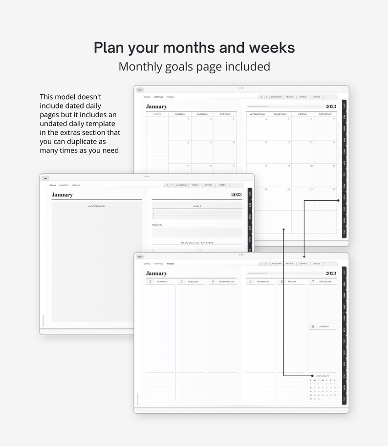 Digital Planner 2023 Ipad Planner Minimalist Goodnotes Etsy