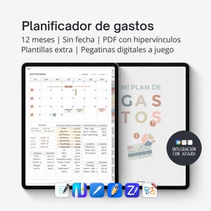 Digital finance planner Goodnotes SPANISH, Budget planner for iPad with budget stickers, Paycheck breakdown template, Savings tracker, Debts