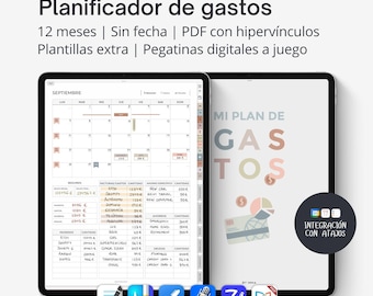 Digital finance planner Goodnotes SPANISH, Budget planner for iPad with budget stickers, Paycheck breakdown template, Savings tracker, Debts