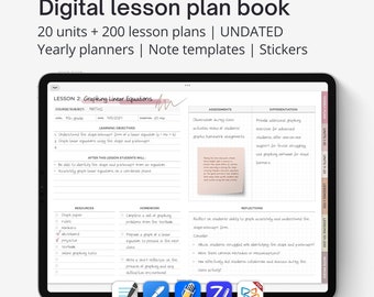 Digital lesson plan book, Daily lesson planner UNDATED, Digital unit planner for teacher, Digital teacher planner for iPad