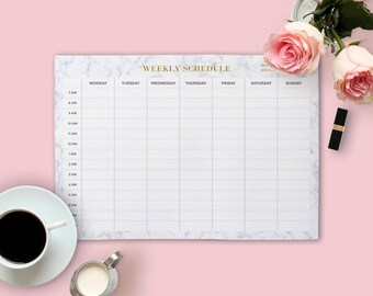Marble Planner, Marble Gold Schedule, Weekly Planner, Printable Schedule, Gold Planner, Gold Printable, Planner Agenda, A4 letter schedule