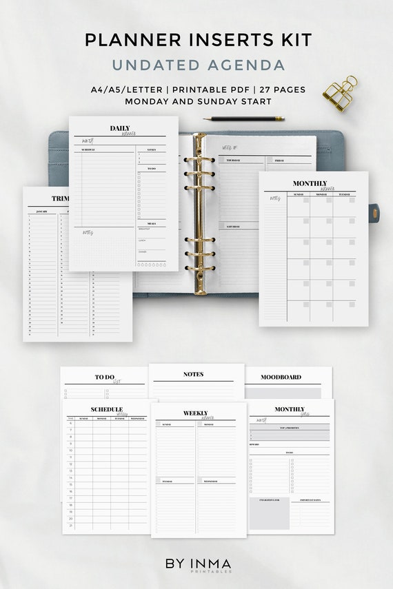 Printable planner inserts, Undated schedule, Weekly planner hourly, Regular monthly planner, Reason planner, Organizer planner refills: Kikki k, Filofax graphic regarding Weekly Organizer referred to as Printable planner inserts, Undated timetable, Weekly planner hourly, Month to month planner, Intent planner, Organizer planner refills: Kikki k, Filofax
