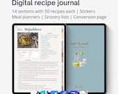 Digital Recipe Journal for iPad, Goodnotes recipes Cookbook with meal Planner, Noteful recipe book (Digital Download)