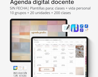 Undated digital teacher planner SPANISH, Lesson planner iPad Goodnotes, Noteful, Noteshelf, Landscape planner for teachers