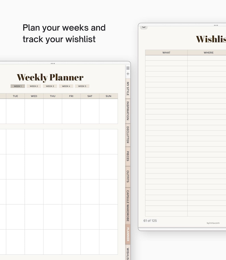Capsule wardrobe planner for iPad, Digital outfit planner for Goodnotes with hyperlinks, 4-seasons and 1-year planner versions included image 6