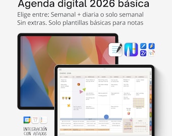 Simple Digital Planner 2026 SPANISH, Goodnotes planner 2026 with no extra stuff, Basic iPad planner, Weekly digital planner PDF template
