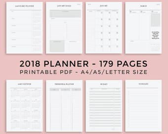 2018 Planner Printable, Minimalist planner, Monthly Planner, 2018 Weekly Planner, Printable Planner Pages, Kikki k inserts, Filofax inserts