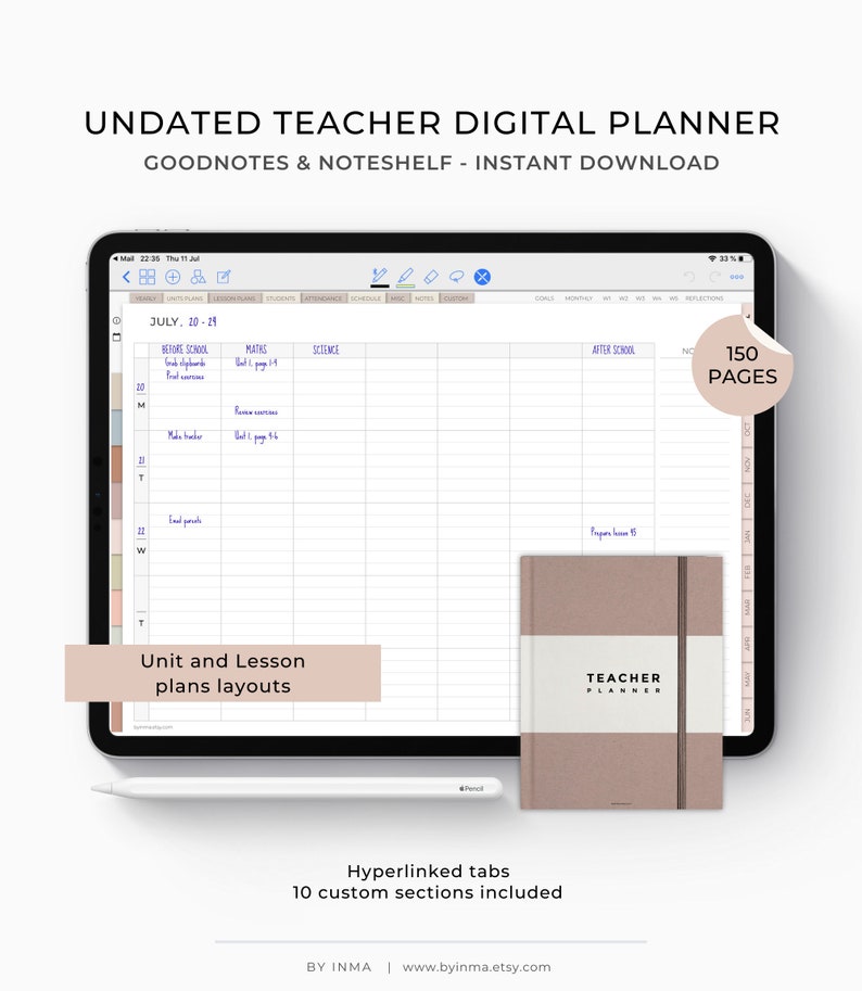 Teacher planner Goodnotes undated Digital lesson planner for Etsy