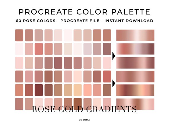 Procreate Palette Metallic Gradients Rose Gold Color Palette Etsy