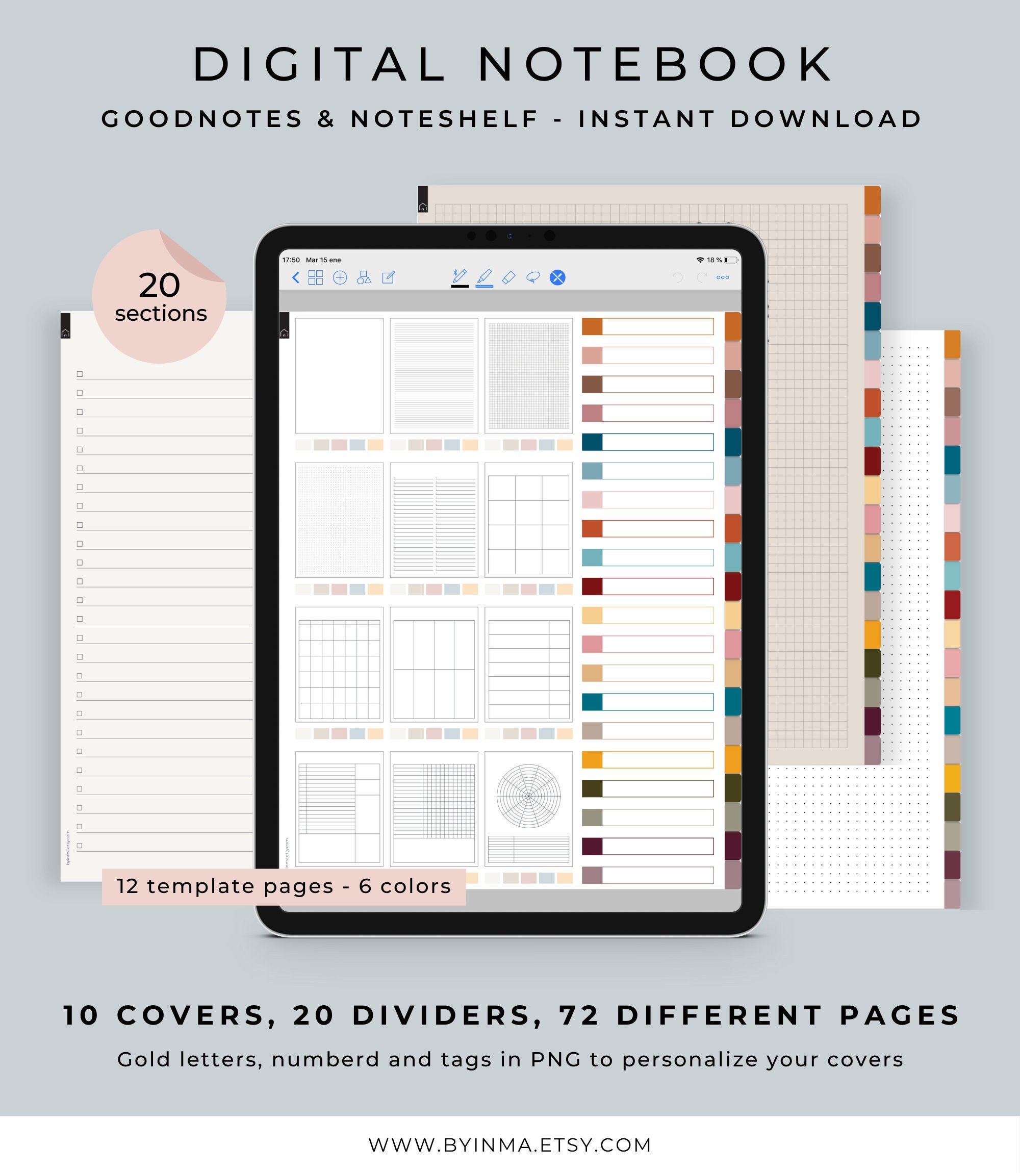 Digital notebook Goodnotes iPad Pro Notability journal with Etsy