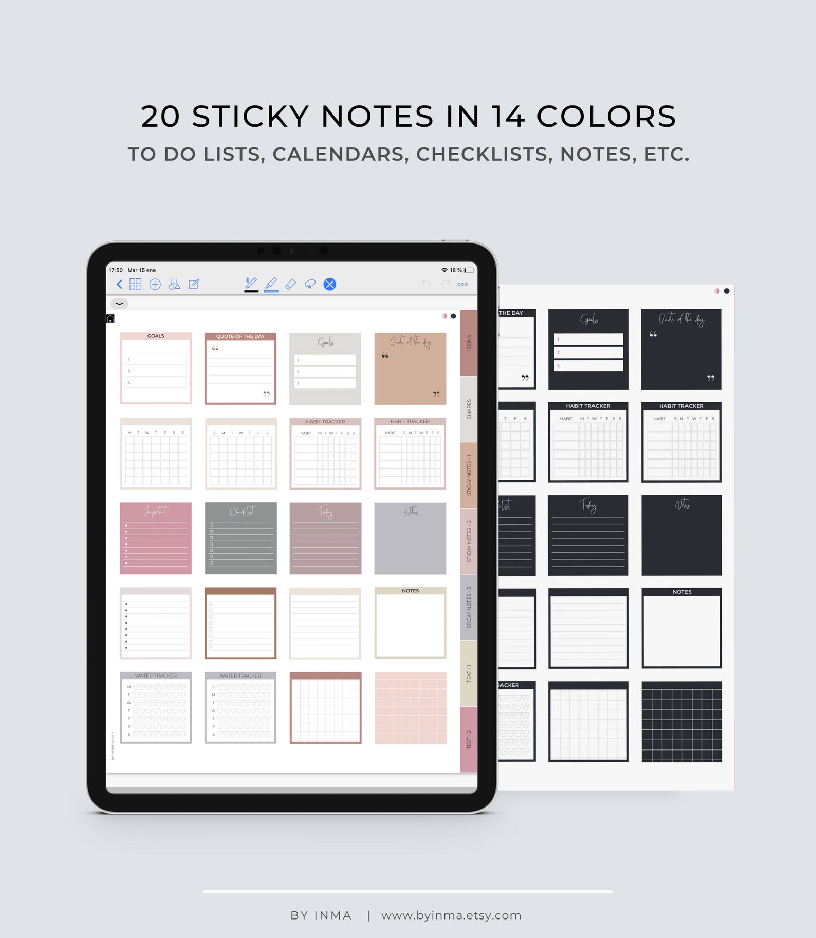 Digital Sticker Album for Goodnotes and Notability. Minimalist Etsy
