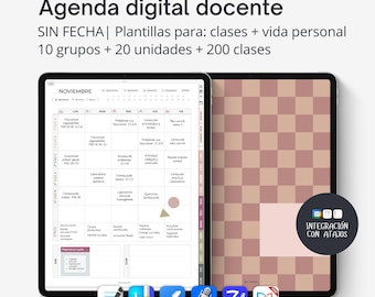 Undated digital teacher planner SPANISH, Lesson planner iPad Goodnotes, Noteful, Noteshelf, Portrait planner for teachers