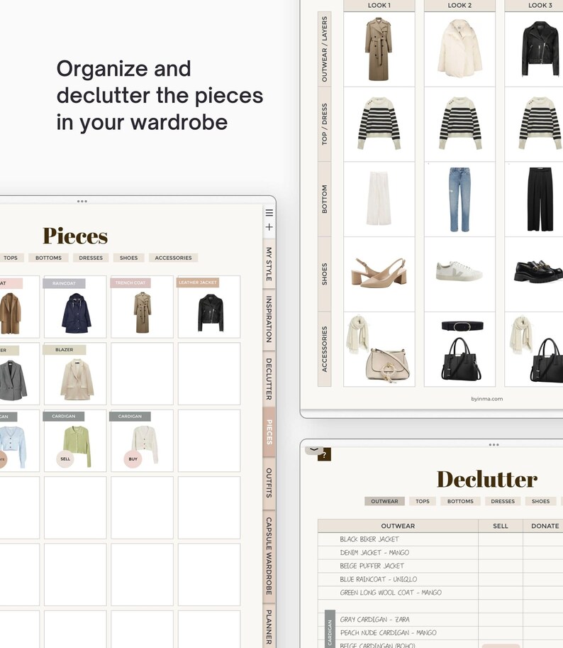 Capsule wardrobe planner for iPad, Digital outfit planner for Goodnotes with hyperlinks, 4-seasons and 1-year planner versions included image 4