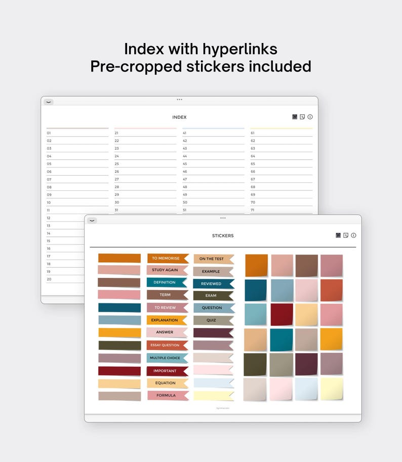Digital Flash Cards for Goodnotes With Study Digital Stickers, Student ...