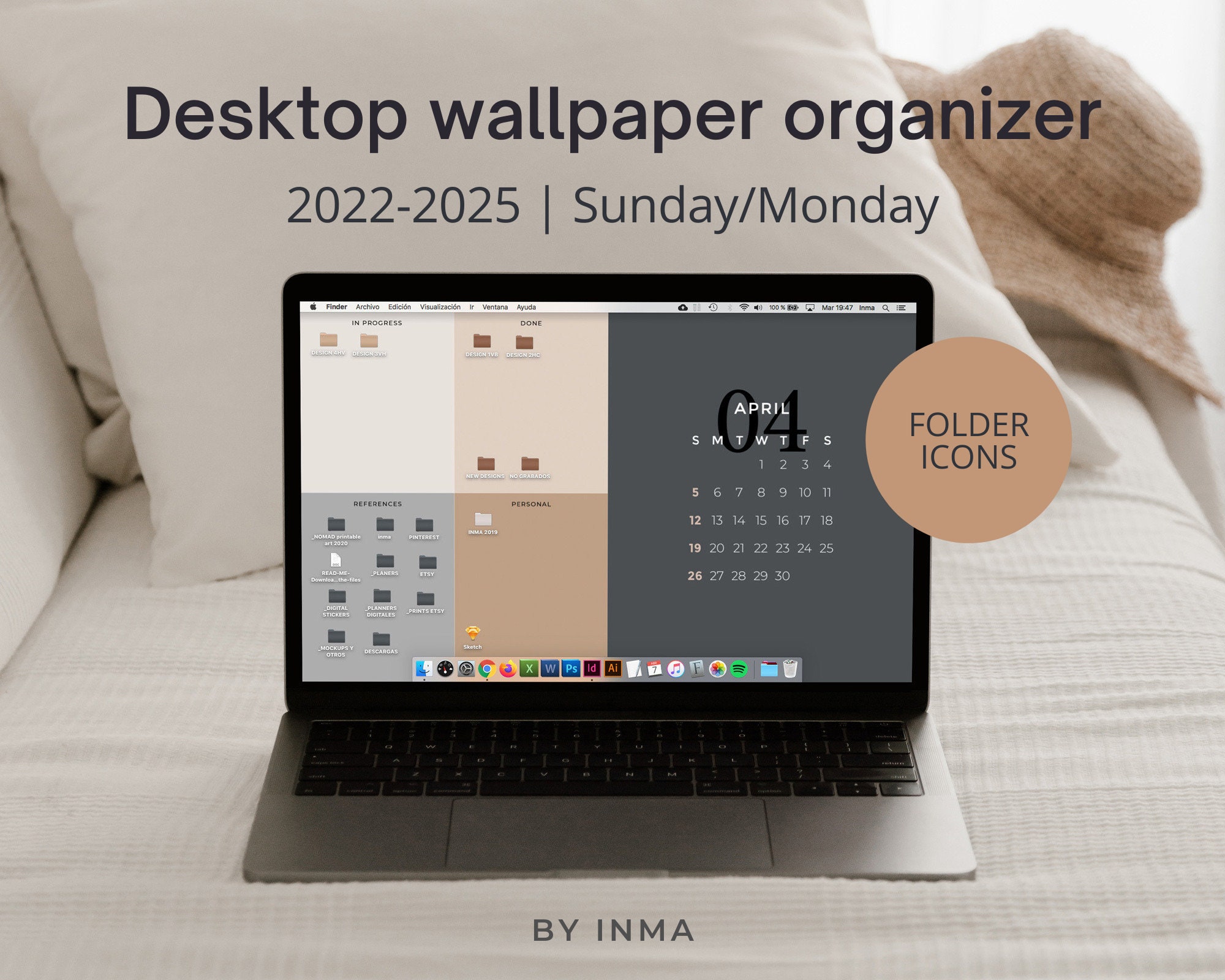 Desktop Wallpaper Organizer 2022 Minimal Desktop Background | Etsy Hong Kong