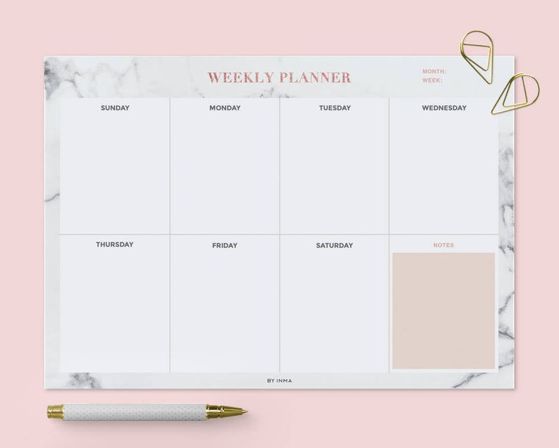 Weekly planner marble, PRINTABLE planner, Table planner, Weekly calendar printable, Rose gold planner, Sunday Monday begin, A4 letter photograph relating to Printable Embroidery Placement Ruler identify Weekly planner marble, PRINTABLE planner, Table planner, Weekly calendar printable, Rose gold planner, Sunday Monday begin, A4 letter