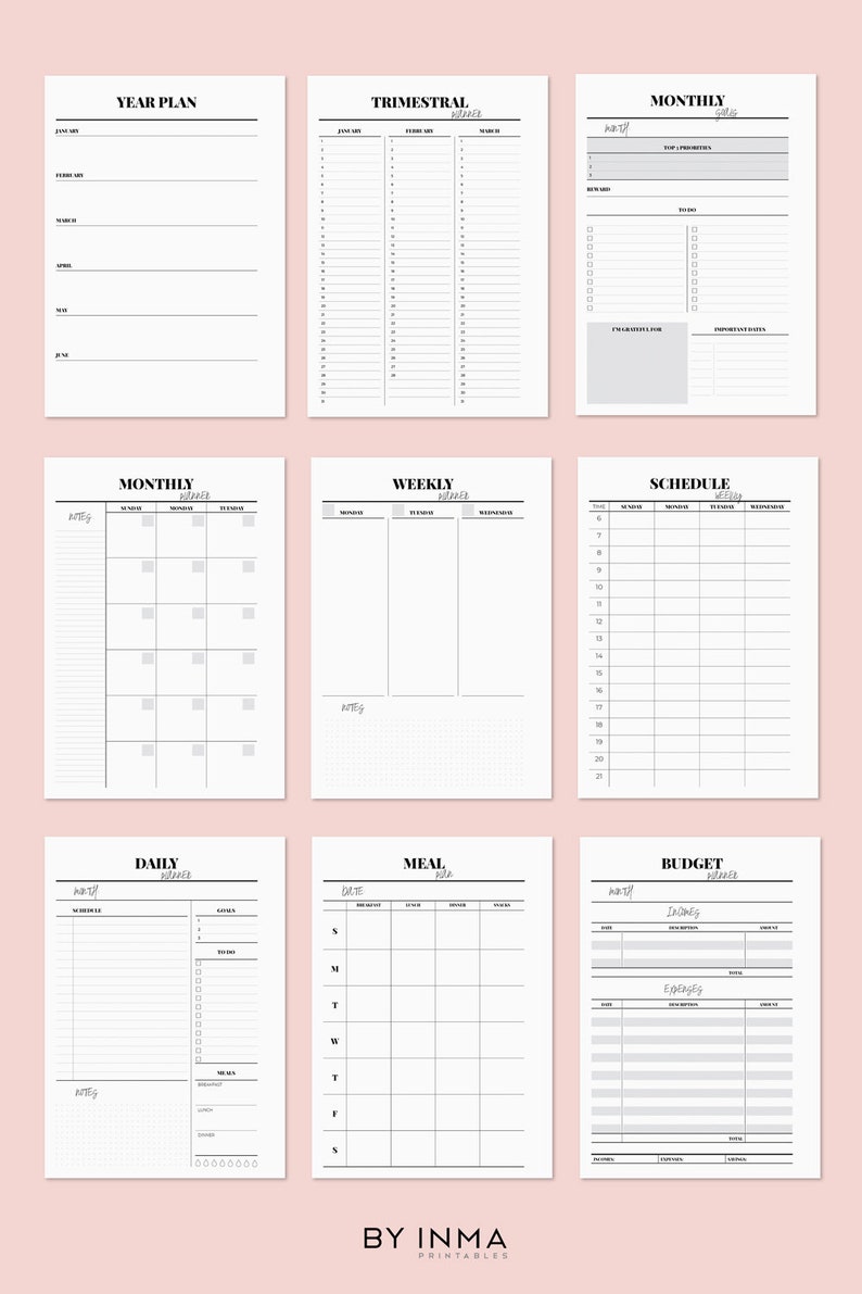 Minimalist planner inserts Printable planner Kikki inserts Etsy