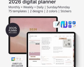 Digital planner 2026 for iPad, Goodnotes planner daily, Aesthetic digital planner minimalist, All-in-one digital planner calendar download