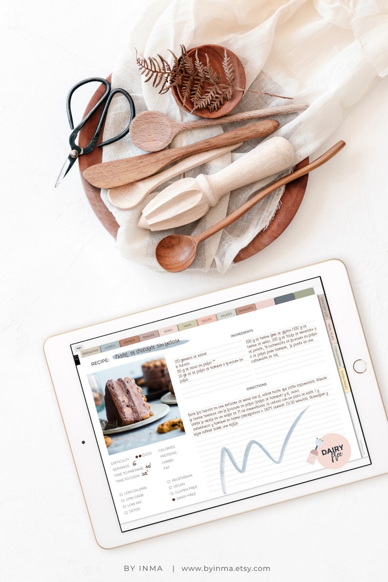 Digital recipe book for iPad Goodnotes Digital stickers meal Etsy