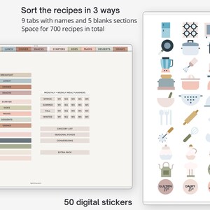 Digital recipe journal PDF for food processors. Monsieur Cuisine template for iPad and tablets. Thermomix digital recipe notebook. Landscape image 2