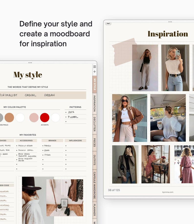 Capsule wardrobe planner for iPad, Digital outfit planner for Goodnotes with hyperlinks, 4-seasons and 1-year planner versions included image 3