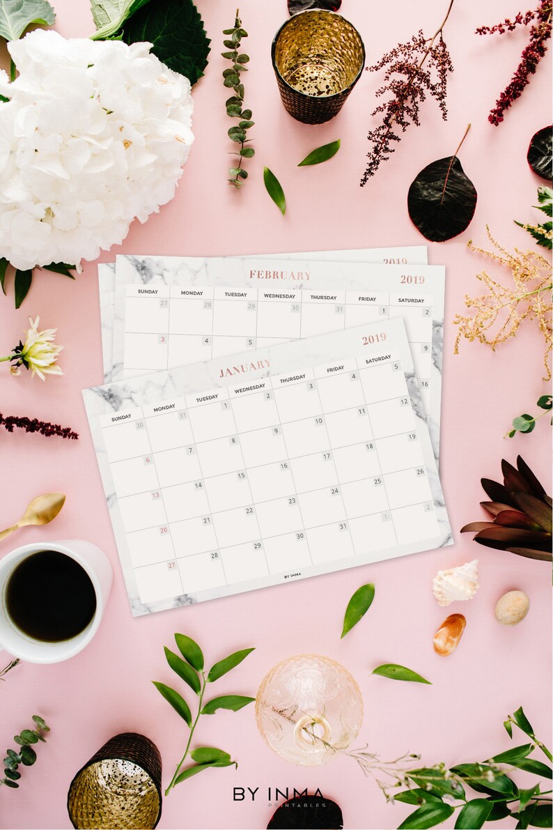 Wall Calendar 2019 Desk Pad Printable Image 0