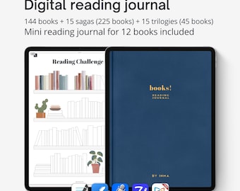Digital reading journal Goodnotes, Reading planner stickers, Book review journal, Reading log, Reading tracker template, Book lover gift