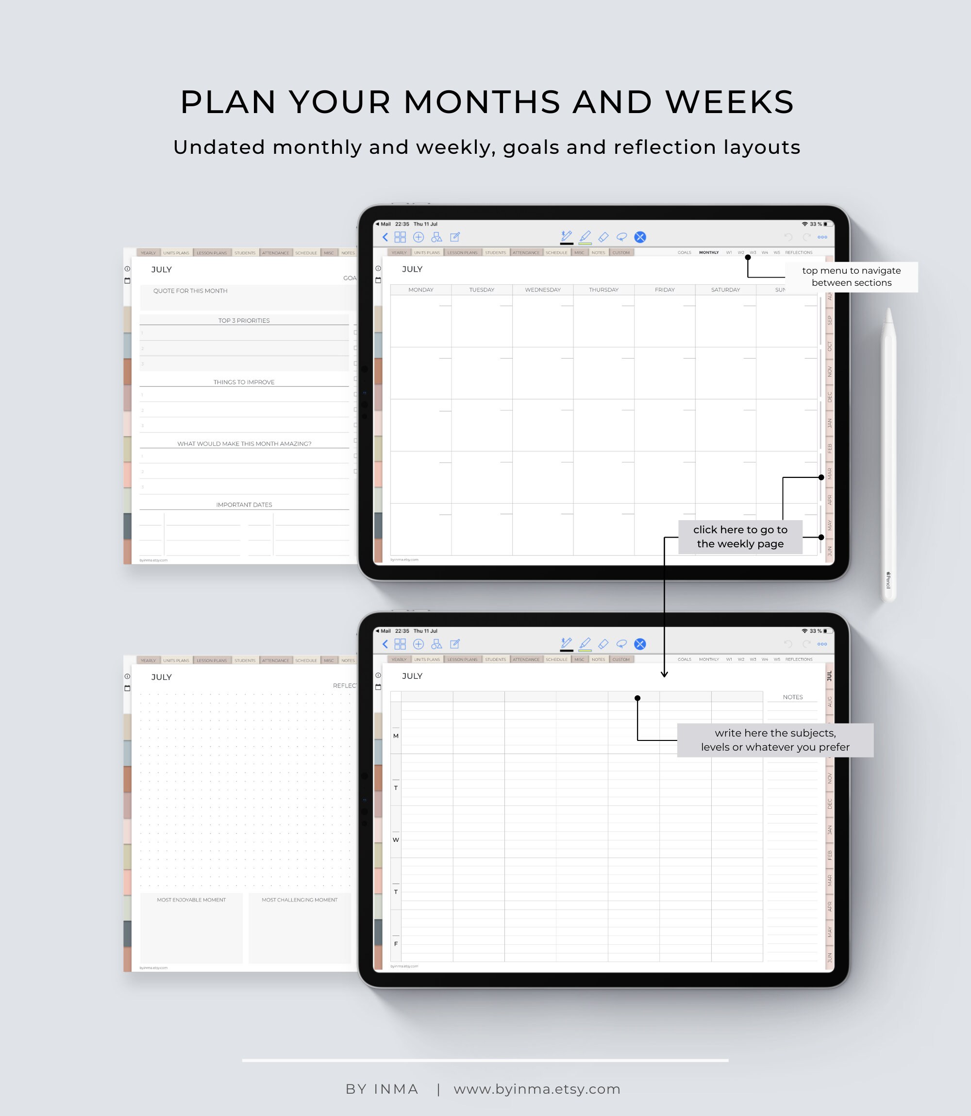 Teacher Planner Goodnotes Undated, Digital Lesson Planner for Ipad ...