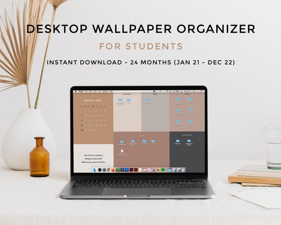 Desktop Wallpaper Organizer For Students Minimalist Wallpaper Etsy desktop wallpaper organizer for students minimalist wallpaper for school and college with 2021 2022 calendar and inspirational quotes