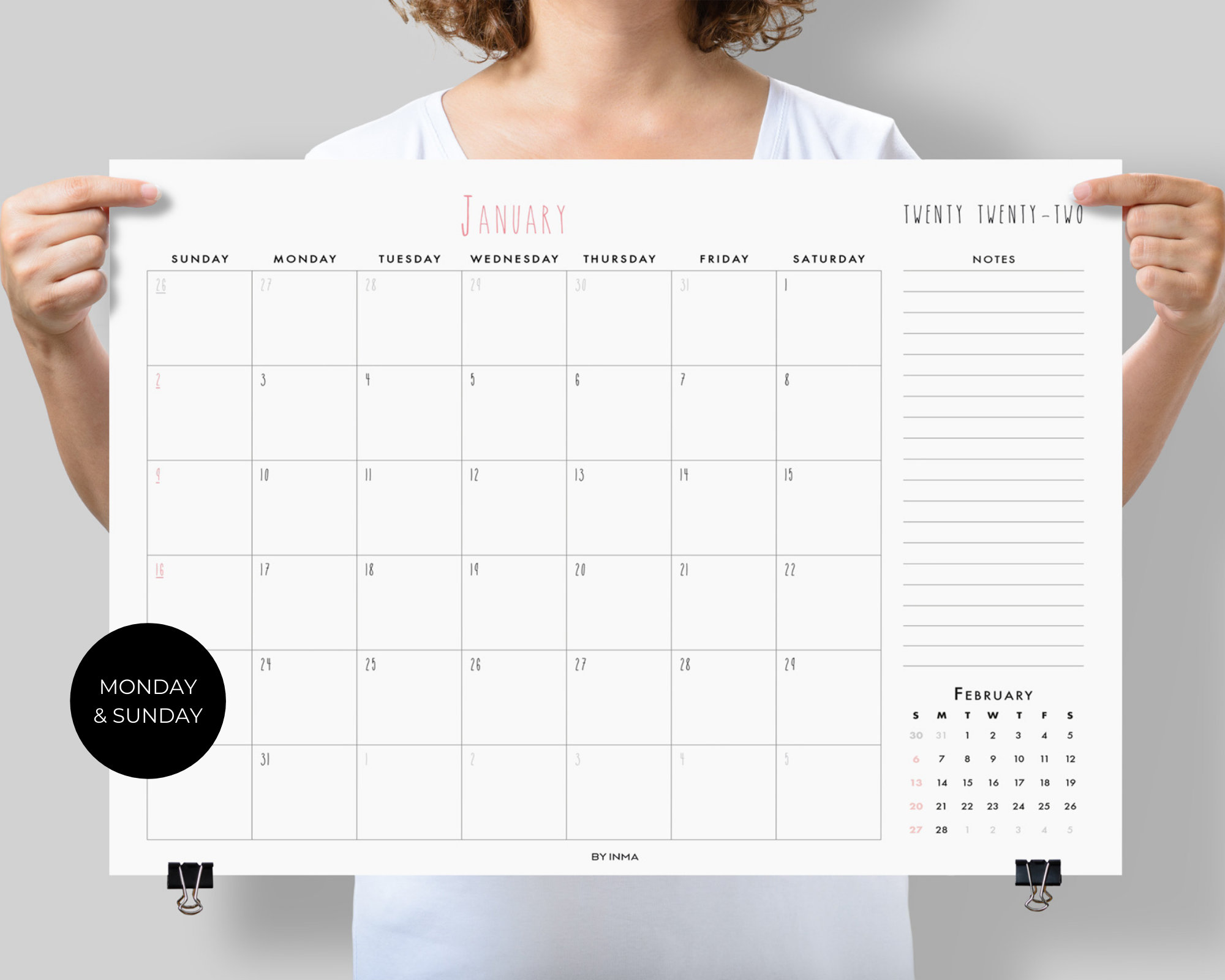 Wall Calendar 2022 Large Printable Desk Calendar 2022 | Etsy