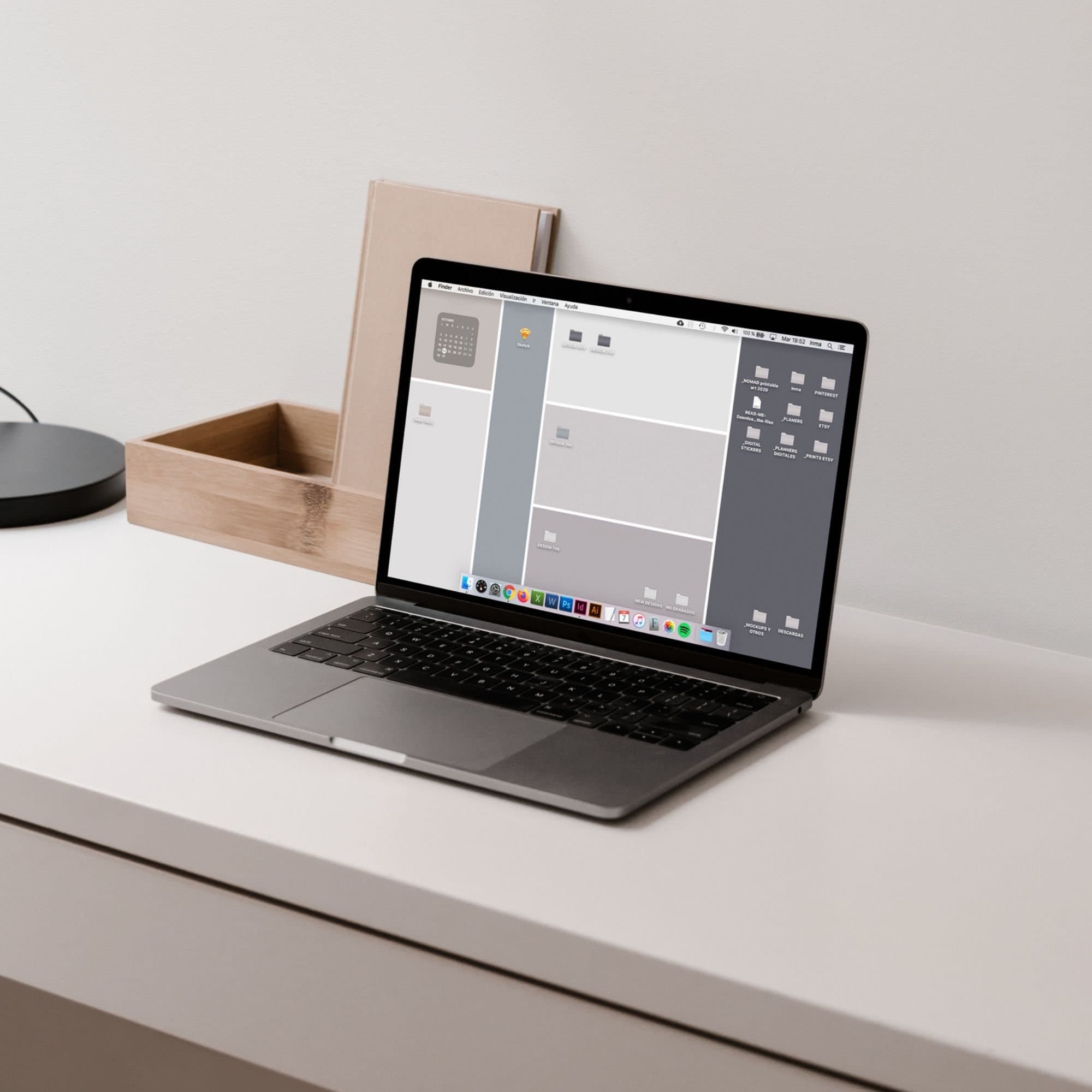 Aesthetic Desktop Wallpaper Organizer Set With Icons, Imac and MacBook ...