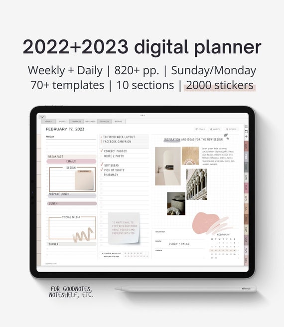 Digital Planner 2023 Goodnotes Sticker Book Time Blocking Etsy