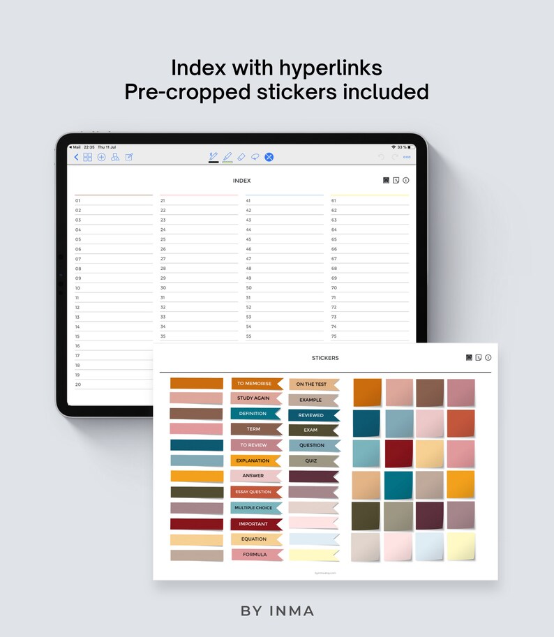 Digital Flash Cards for Goodnotes With Study Digital Stickers Etsy