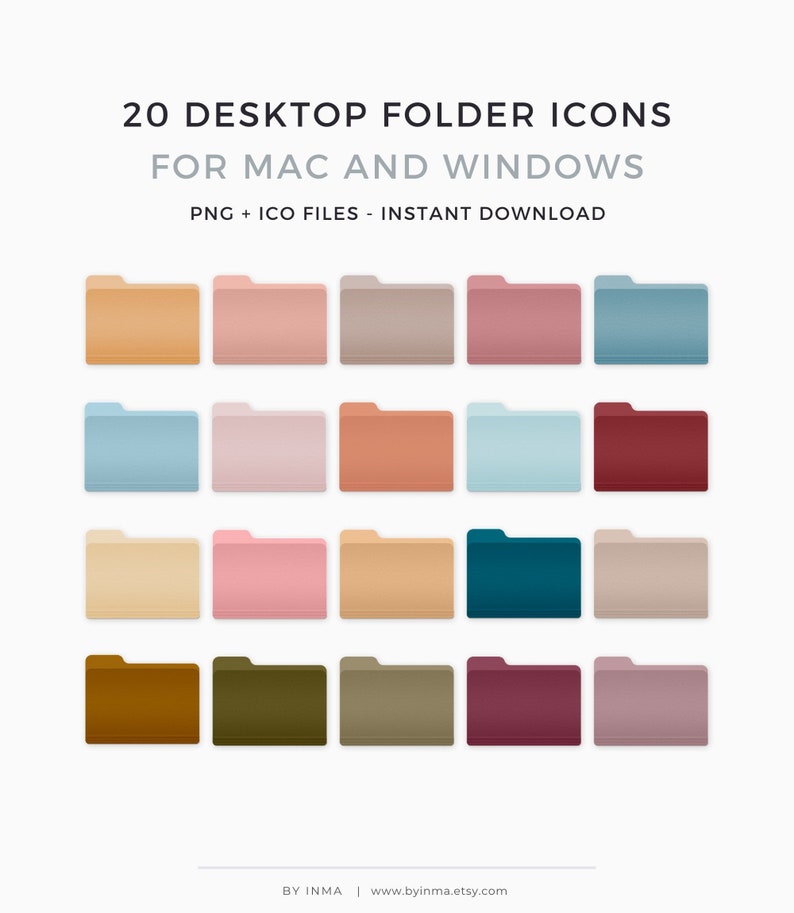 Desktop Folder Icons Mac and Windows. Custom Icons for - Etsy