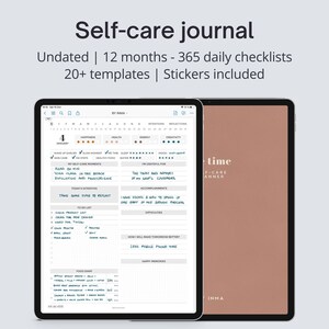 Self care journal digital, Daily check in journal, Self care stickers, Mindfulness journal, Self care planner Goodnotes, Reflection journal image 2