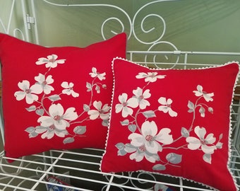 Vintage Wilendur Red Dogwood Pillow cover
