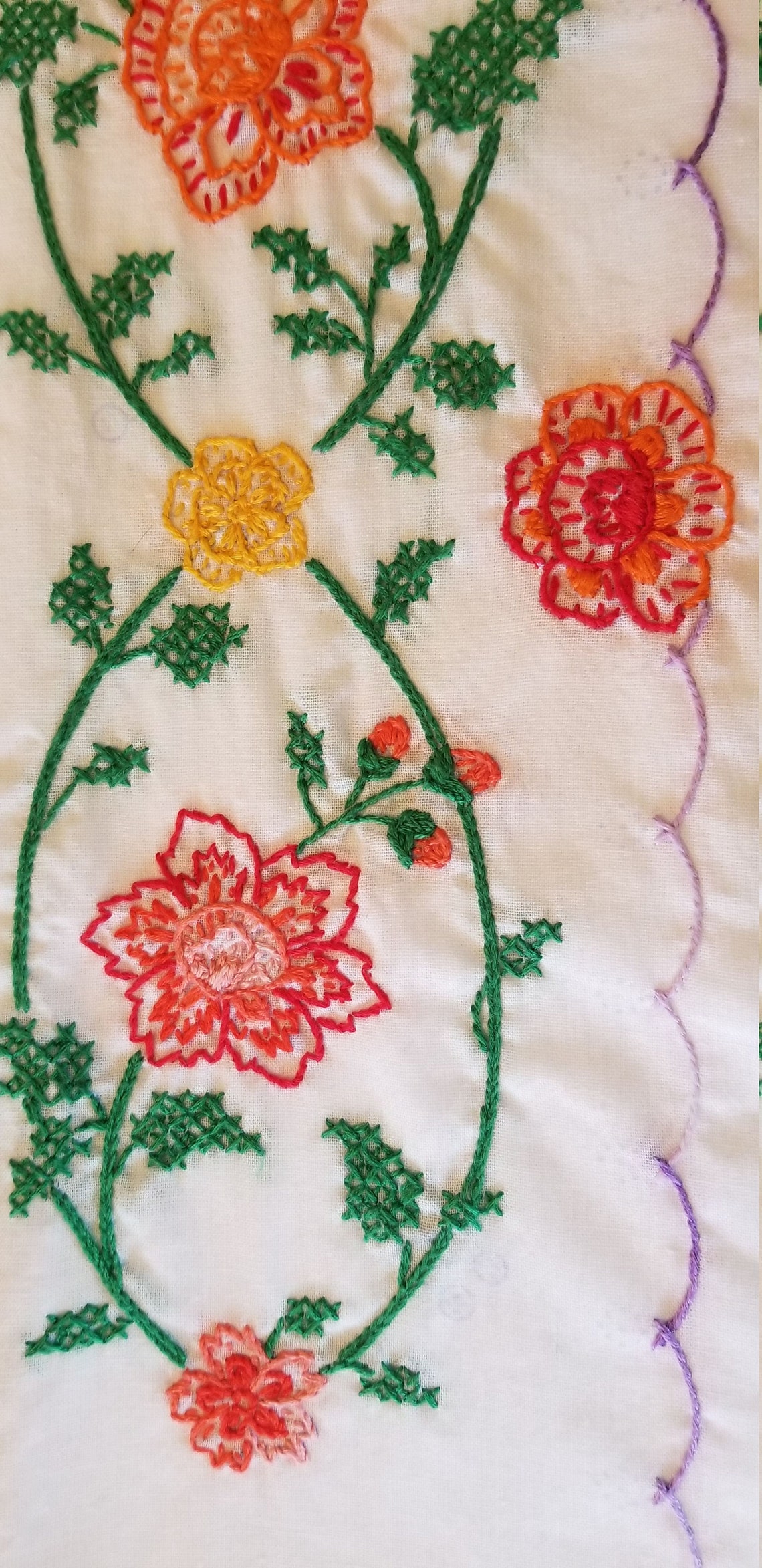 Vintage floral embroidered pillowcases Etsy