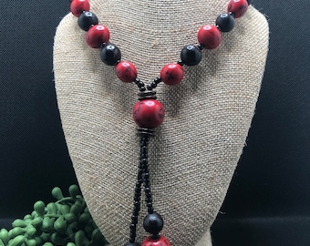 Seed Necklace, Red and Black Necklace from Ecuador