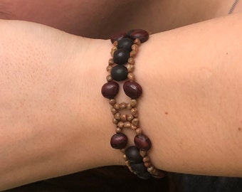 Orchid & Achira Seed Brown Tribal Bracelet