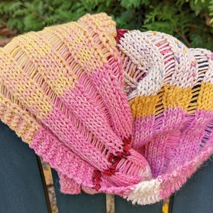 Hand-knit, one-of-a-kind scarf made of wool, cotton, mohair, and acrylic. Unisex, infinity scarf.   Soft, stylish and warm in vibrant colors
