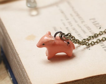 Pig Face Emoji Guitar Pick Necklace Pendant Pet Card Keychain 