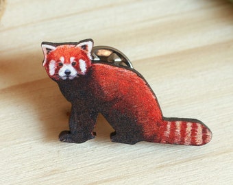Red panda pin - Red panda brooch wooden red panda pin jewellery Wooden panda pin Red panda gift Red panda jewelry Red panda lover gift idea