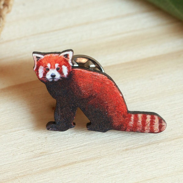 Roter Panda Pin - Brosche Roter Panda aus Holz rot Pin Schmuck Panda aus Holz Pin Roter Panda Geschenk Roter Panda Schmuck Roter Panda Geschenkidee