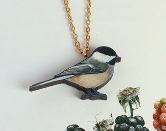 Collier mésange - pédant mésange en bois bijoux mésange collier mésange noire collier mésange des marais cadeau oiseau bijoux oiseau cadeaux oiseaux mignons